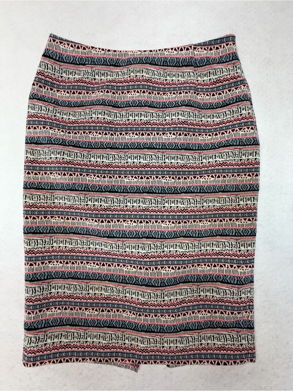 The Limited Multicolor Geometric Pencil Skirt - Pink, Black, Cream